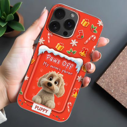 Paws Off Our Mom's Phone With Puppy And Holiday Decor - Personalized Clear Phone Case - DOG084_PHC