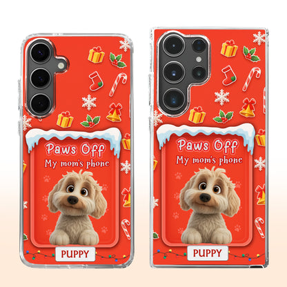 Paws Off Our Mom's Phone With Puppy And Holiday Decor - Personalized Clear Phone Case - DOG084_PHC