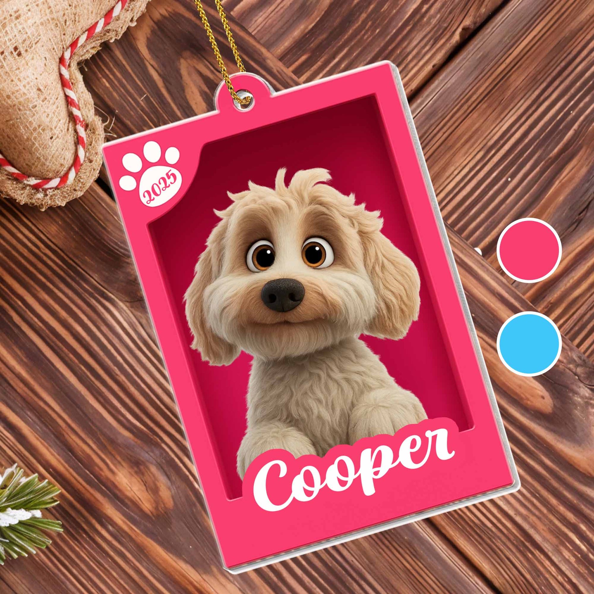 Personalized Pet Ornament Featuring Dog And Paw Print