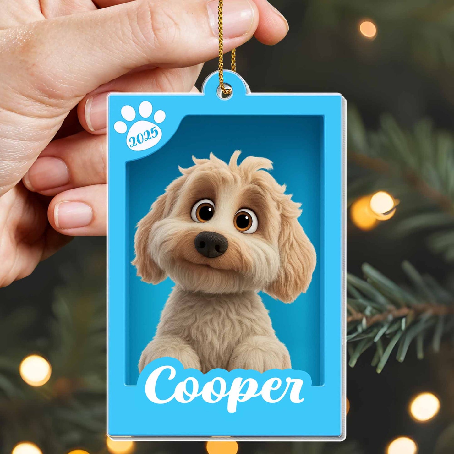 Personalized Pet Ornament Featuring Dog And Paw Print