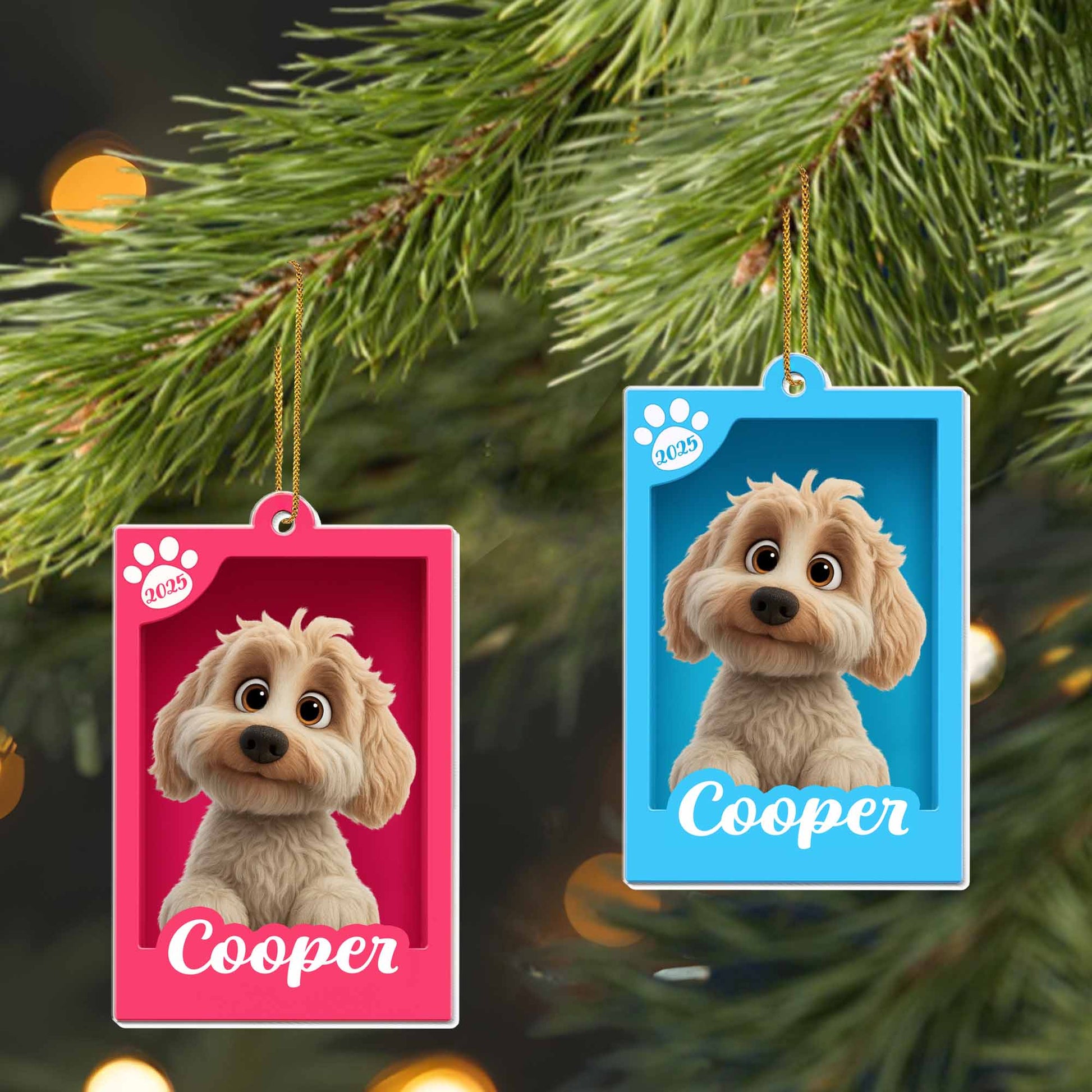 Personalized Pet Ornament Featuring Dog And Paw Print