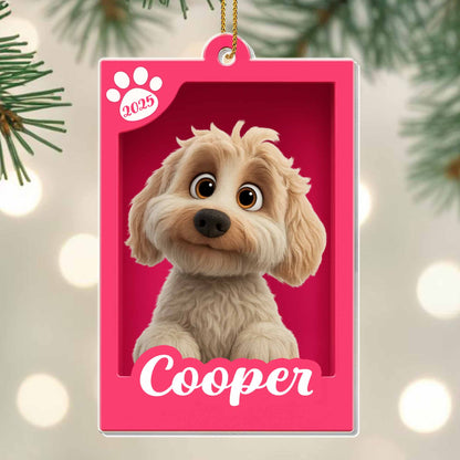 Personalized Pet Ornament Featuring Dog And Paw Print