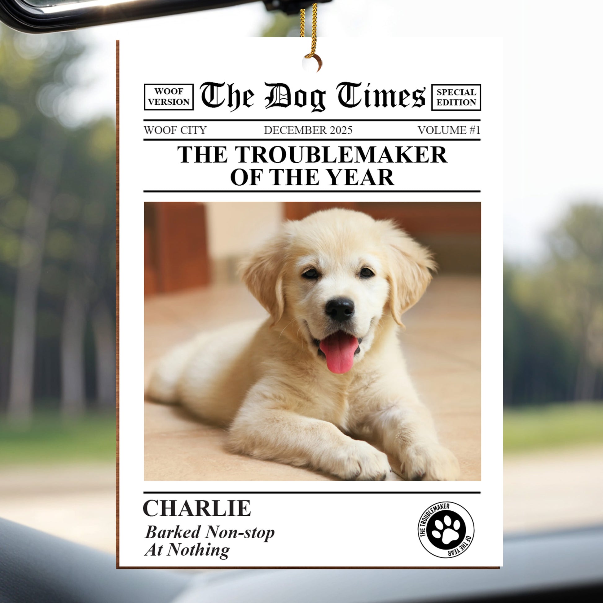 The Troublemaker Of The Year Dog Newspaper Ornament