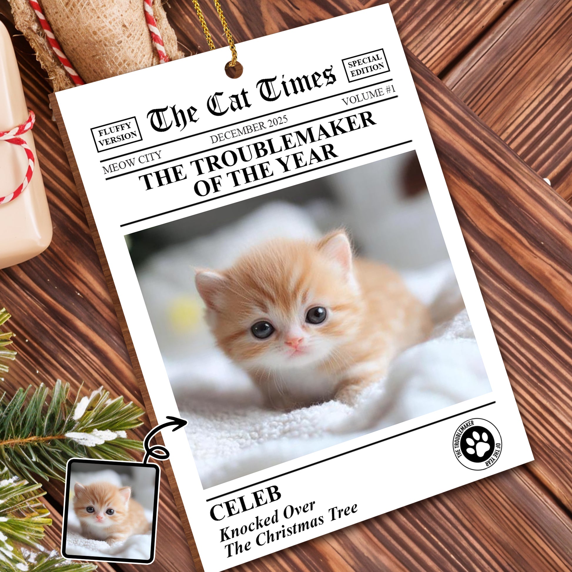 The Troublemaker Of The Year Dog Newspaper Ornament