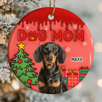 Dog Mom With Festive Christmas Tree And Gifts