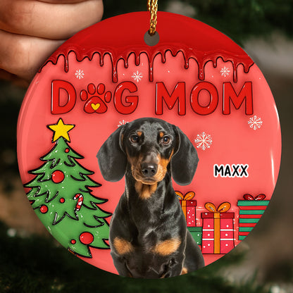 Dog Mom With Festive Christmas Tree And Gifts