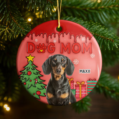 Dog Mom With Festive Christmas Tree And Gifts