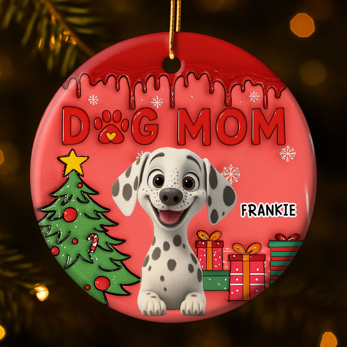 Dog Mom With Cute Puppy and Christmas Gifts