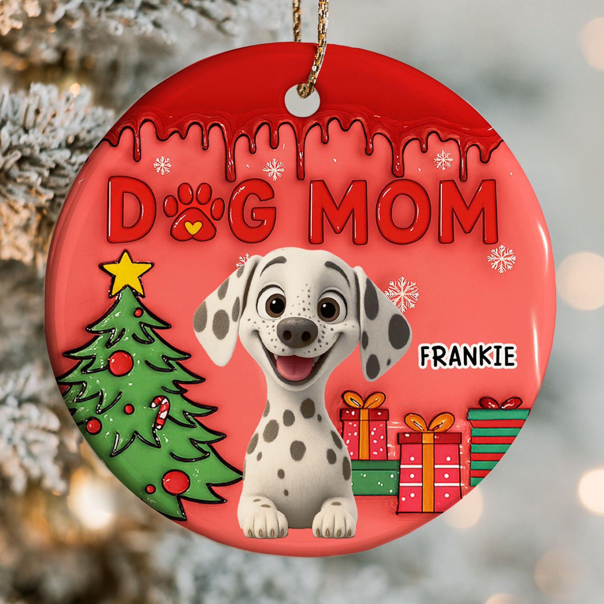 Dog Mom With Cute Puppy and Christmas Gifts