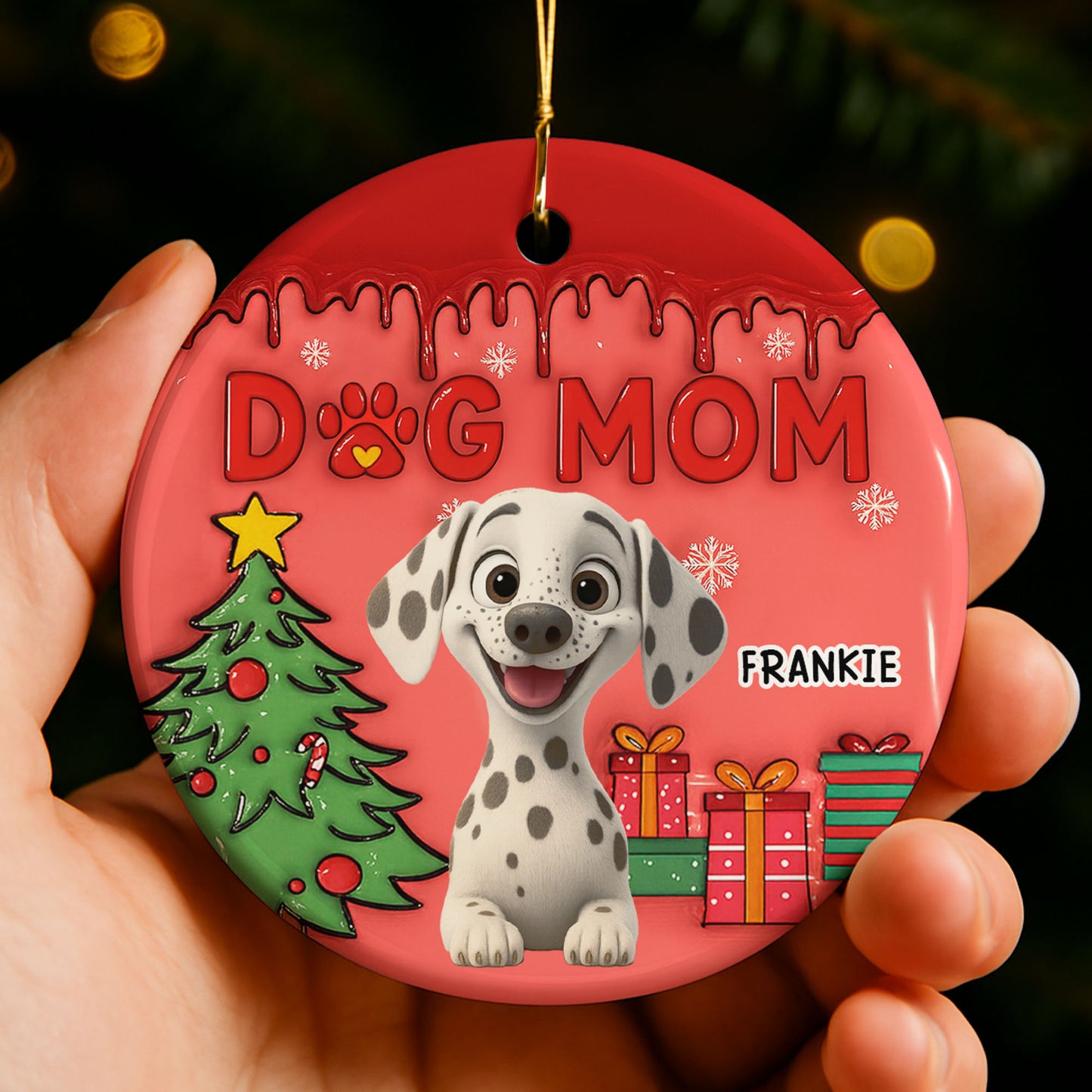 Dog Mom With Cute Puppy and Christmas Gifts