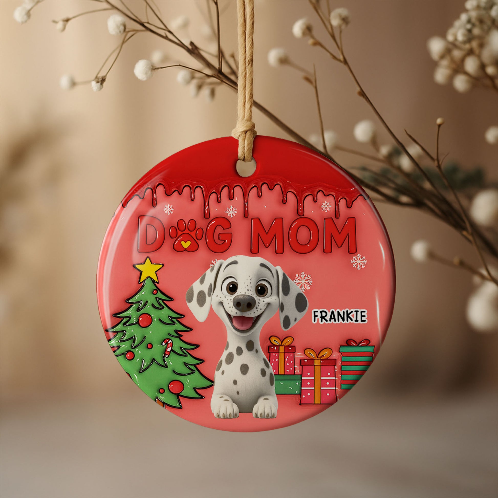 Dog Mom With Cute Puppy and Christmas Gifts