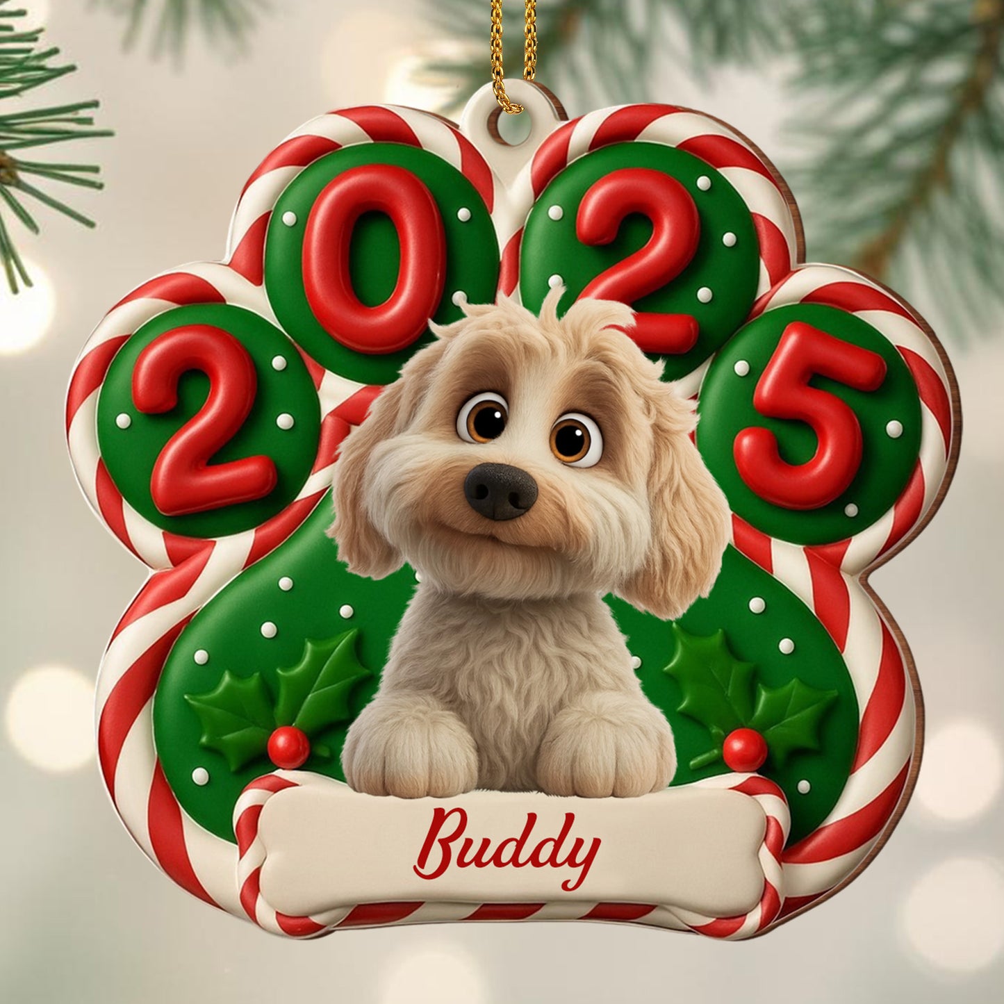Customize Your Festive Dog Ornament