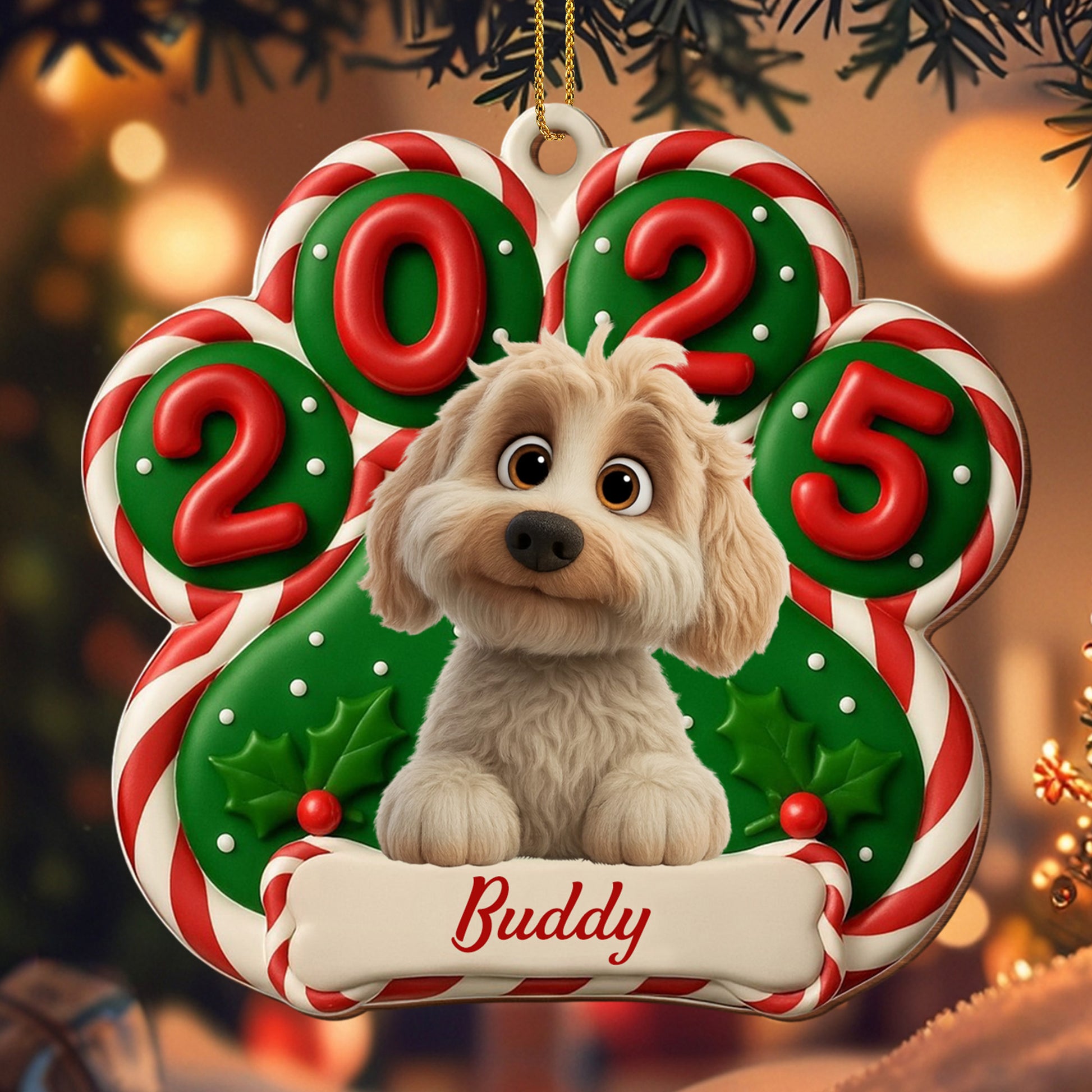 Customize Your Festive Dog Ornament