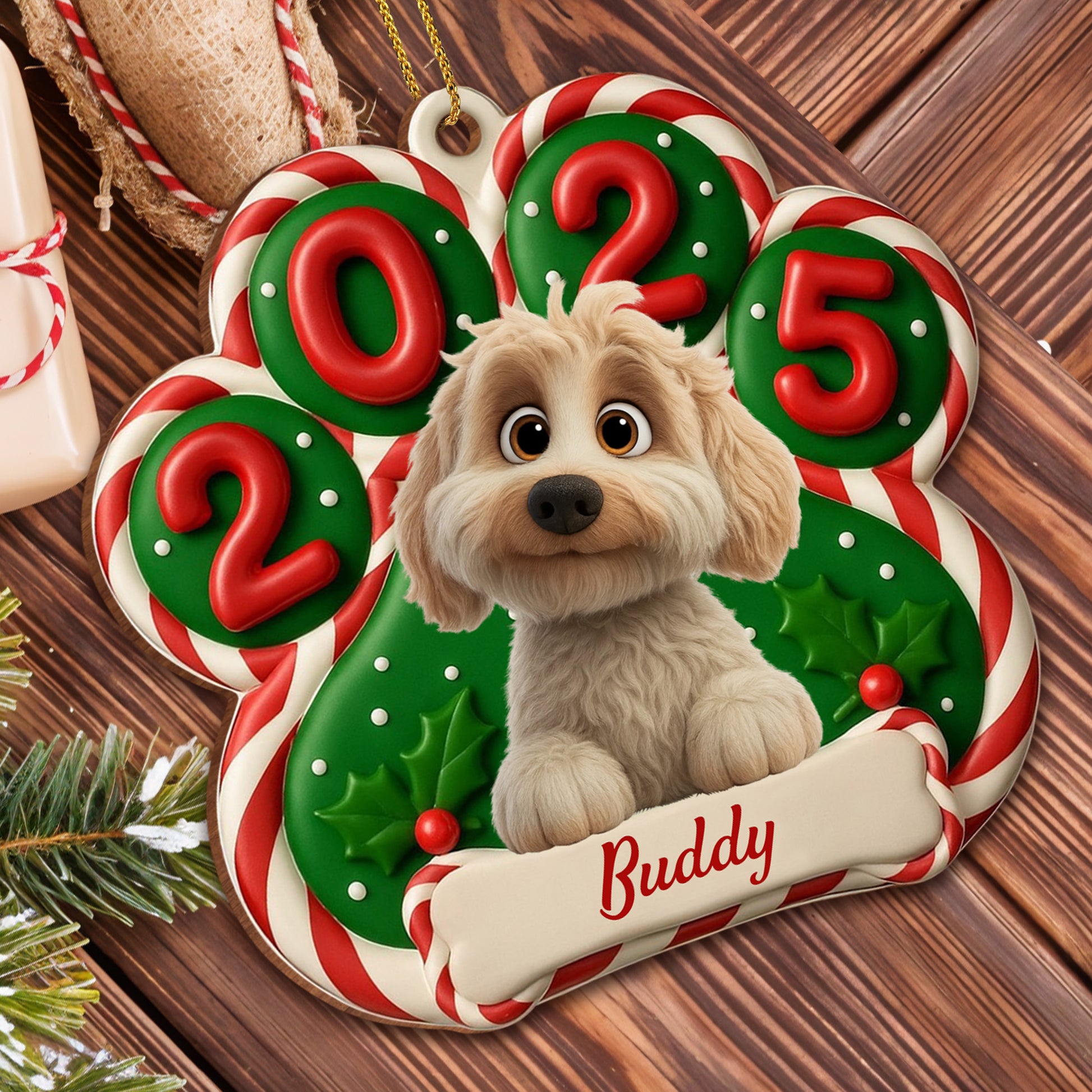 Customize Your Festive Dog Ornament