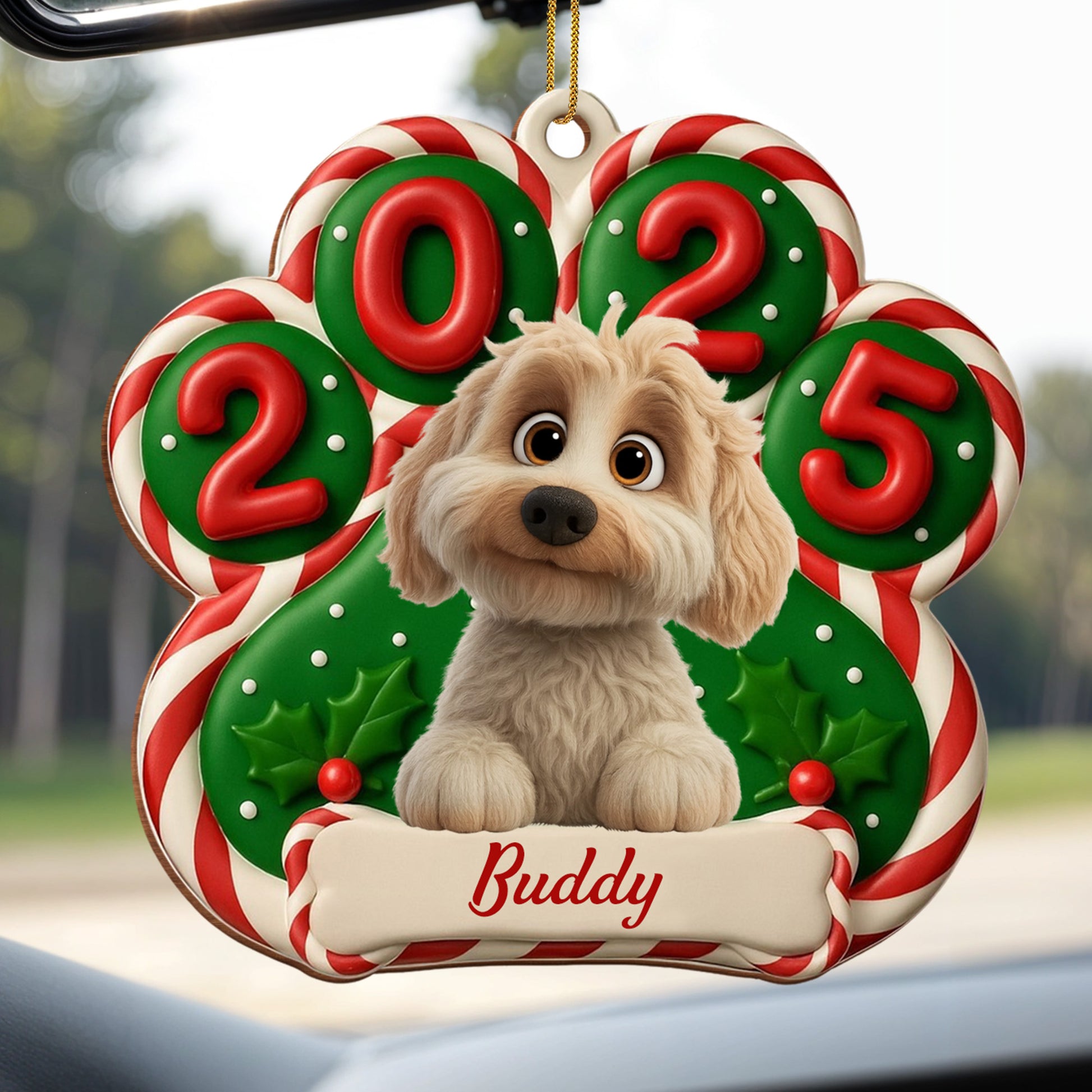 Customize Your Festive Dog Ornament