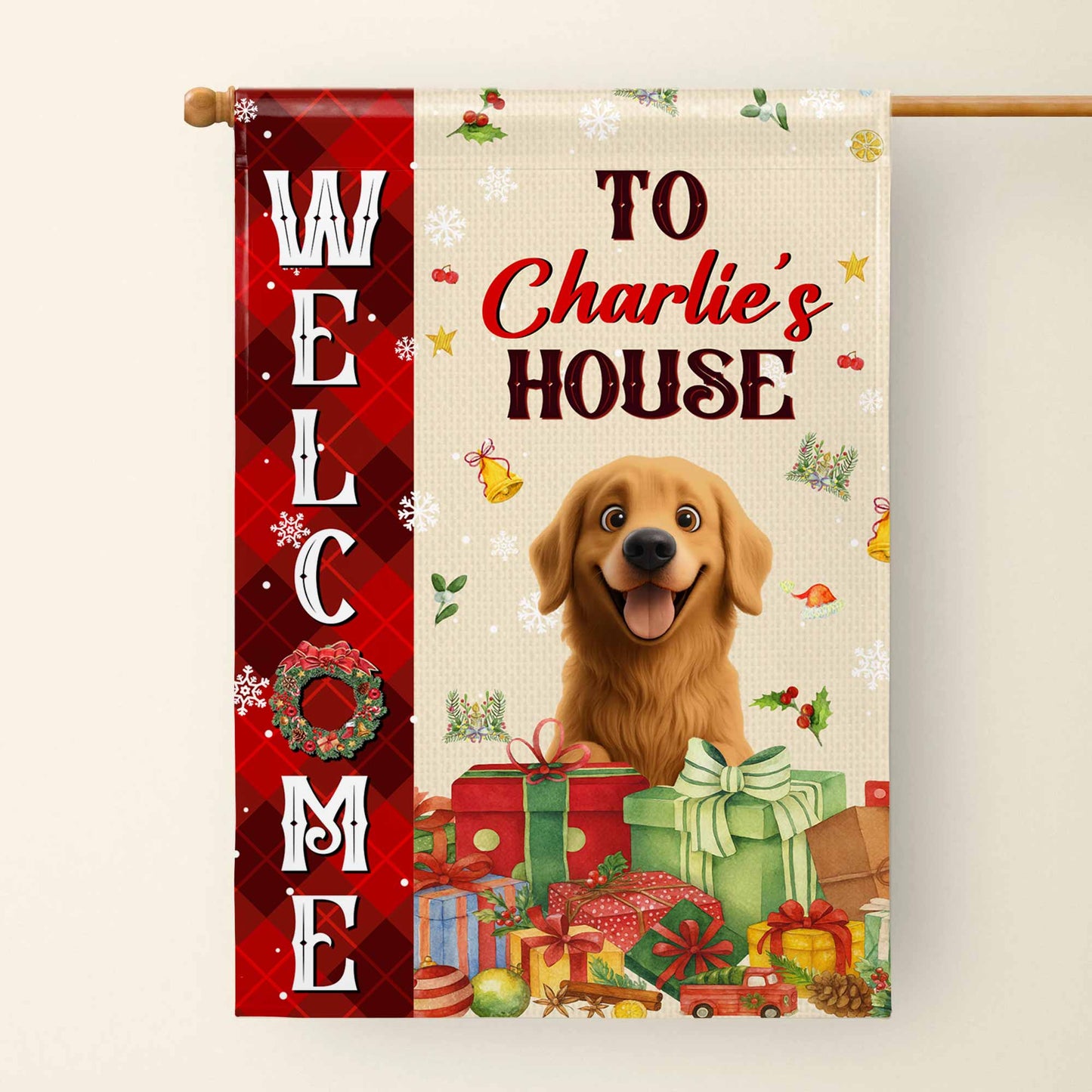 Welcome To Your New Home With Festive Gifts And Dog