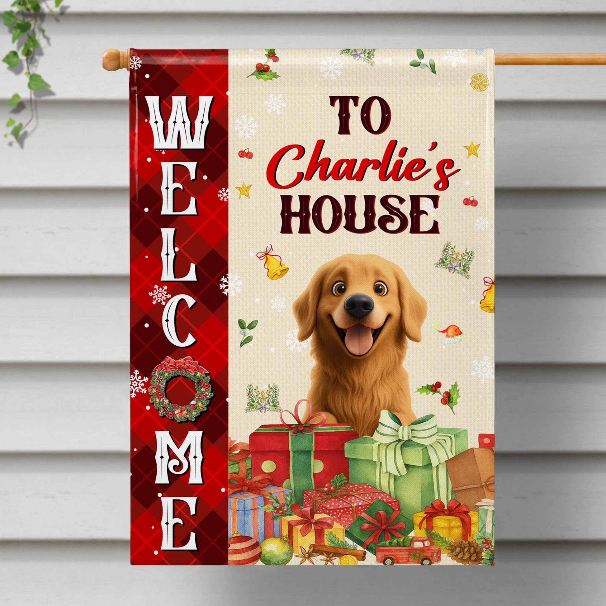 Welcome To Your New Home With Festive Gifts And Dog