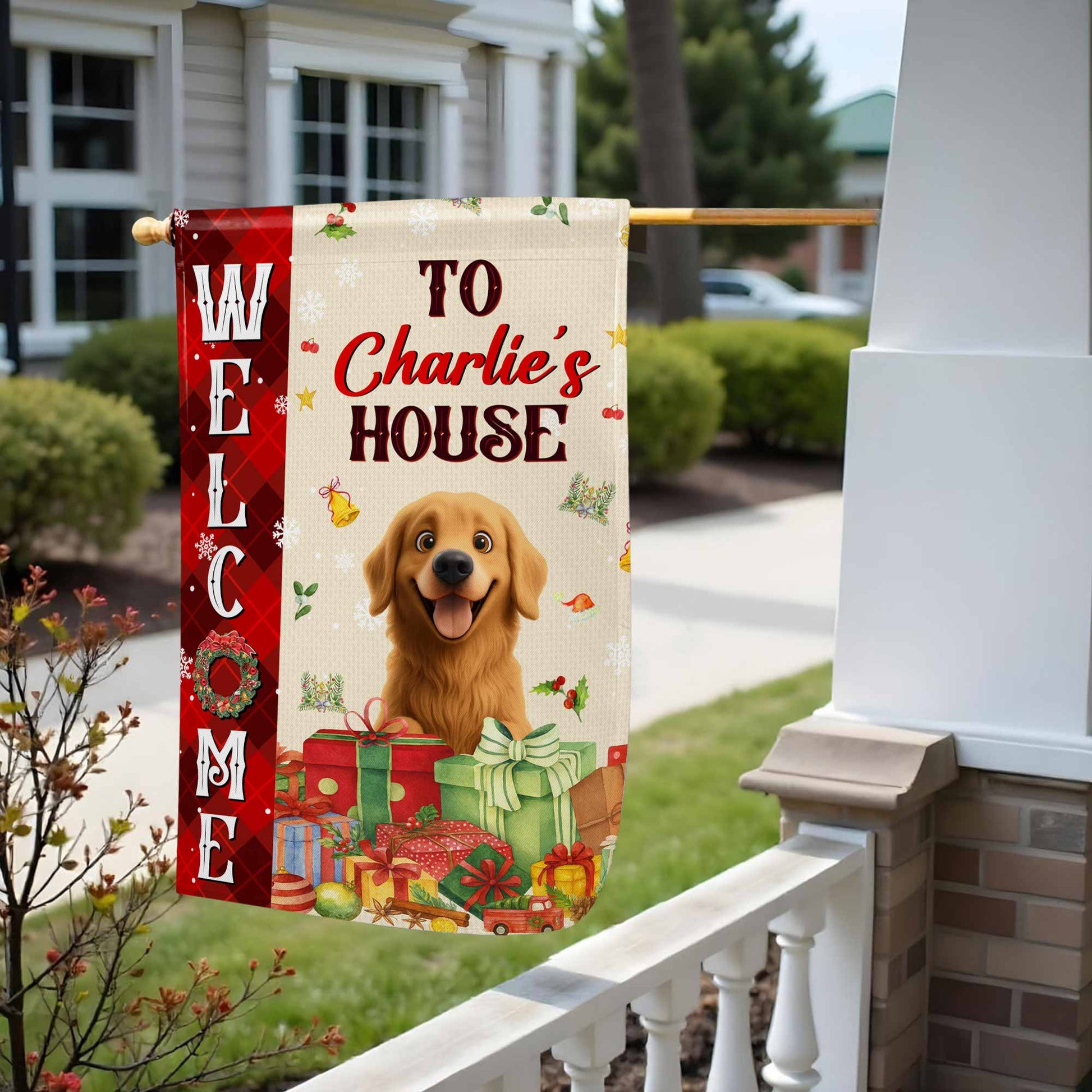 Welcome To Your New Home With Festive Gifts And Dog