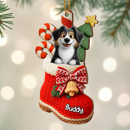 To My Beloved Companion, Christmas Stocking With Dog And Candy Canes