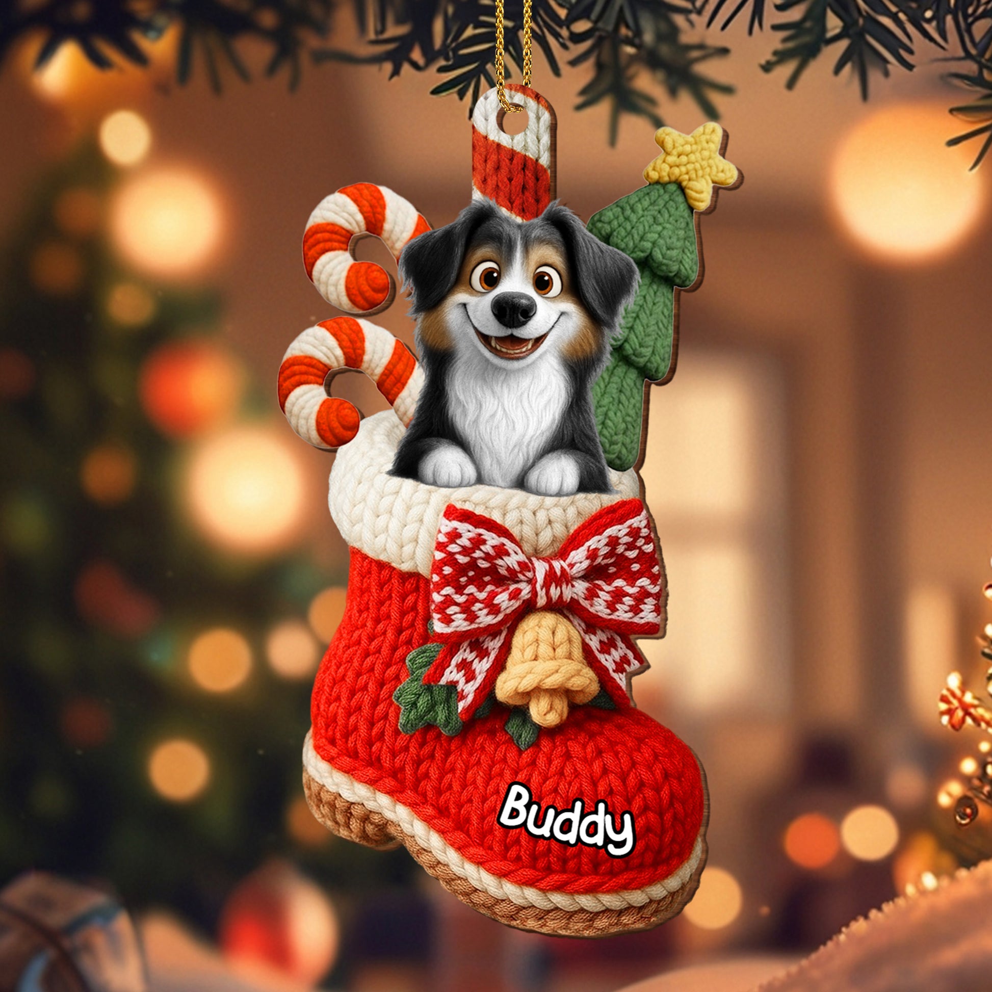 To My Beloved Companion, Christmas Stocking With Dog And Candy Canes