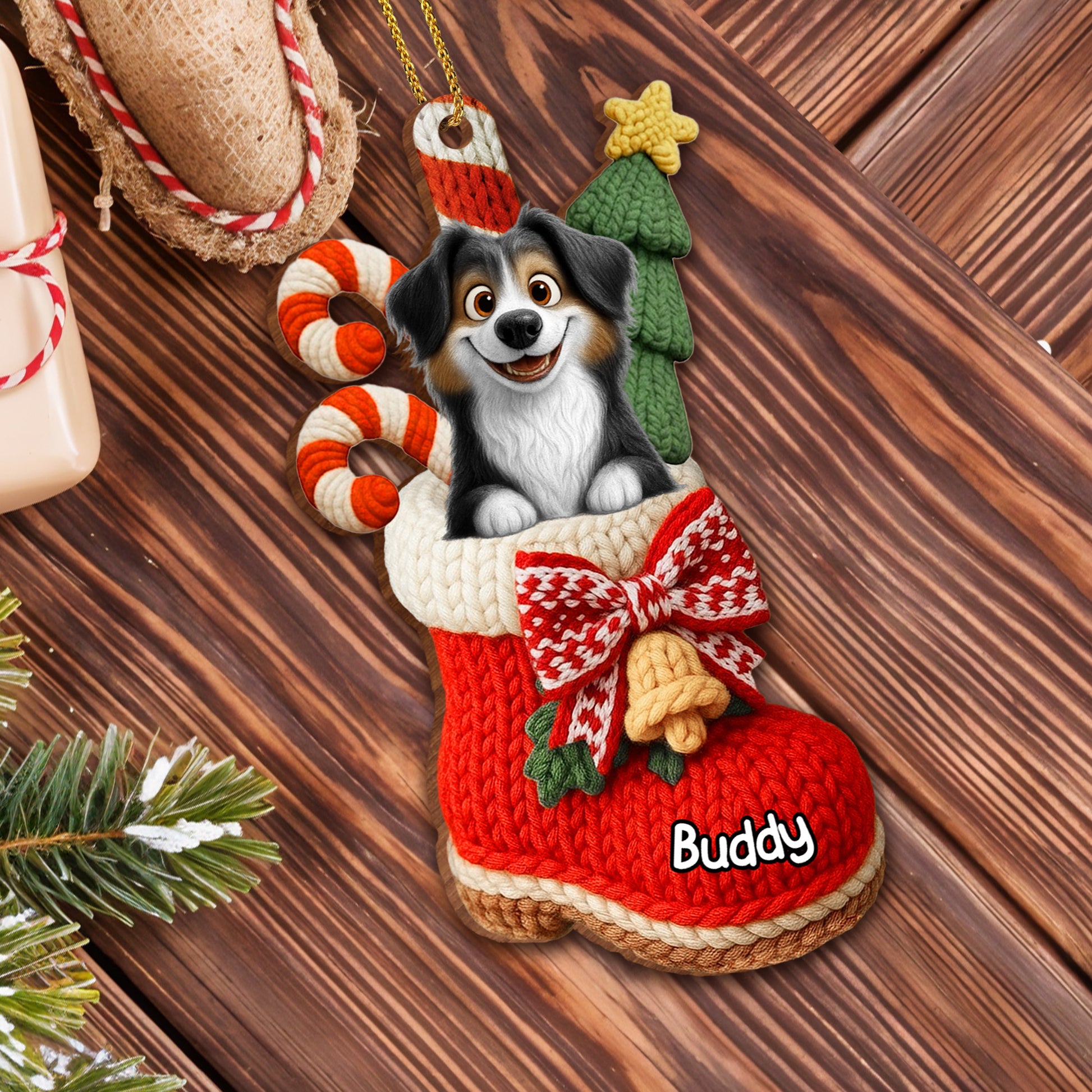To My Beloved Companion, Christmas Stocking With Dog And Candy Canes