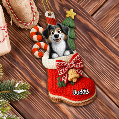 To My Beloved Companion, Christmas Stocking With Dog And Candy Canes