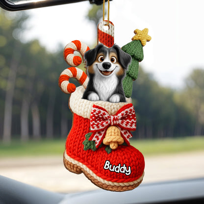 To My Beloved Companion, Christmas Stocking With Dog And Candy Canes