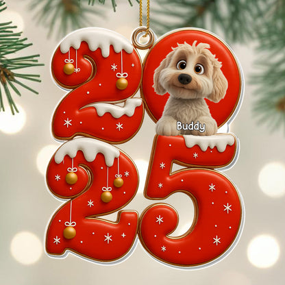 Celebrate Your Special Moments With Christmas Numbers And Dog - Personalized Custom Acrylic Ornament, Christmas Gift - DOG108_ACO