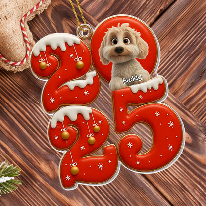 Celebrate Your Special Moments With Christmas Numbers And Dog - Personalized Custom Acrylic Ornament, Christmas Gift - DOG108_ACO