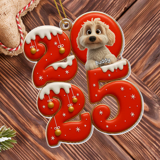 Celebrate Your Special Moments With Christmas Numbers And Dog - Personalized Custom Acrylic Ornament, Christmas Gift - DOG108_ACO