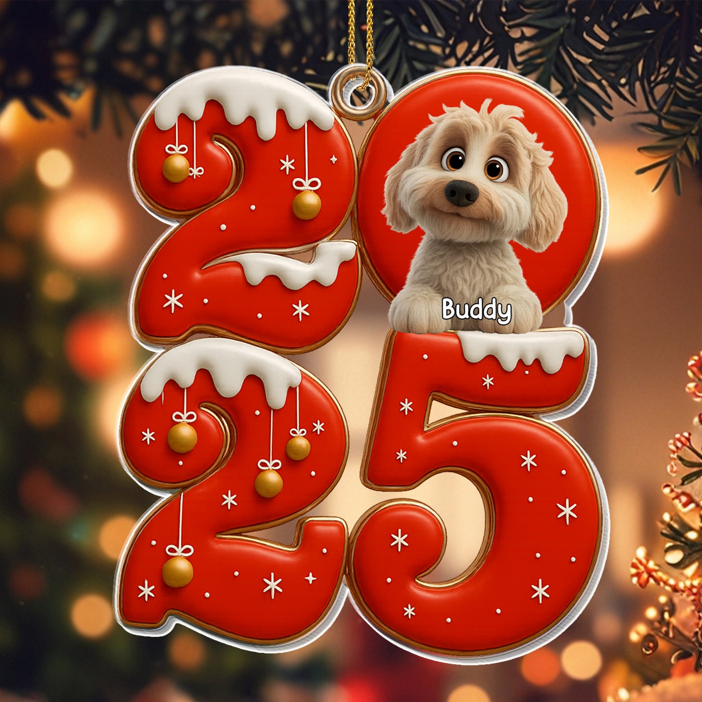 Celebrate Your Special Moments With Christmas Numbers And Dog - Personalized Custom Acrylic Ornament, Christmas Gift - DOG108_ACO