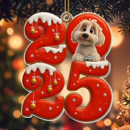 Celebrate Your Special Moments With Christmas Numbers And Dog - Personalized Custom Acrylic Ornament, Christmas Gift - DOG108_ACO