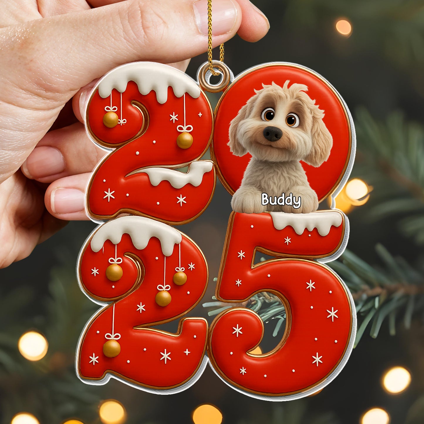Celebrate Your Special Moments With Christmas Numbers And Dog - Personalized Custom Acrylic Ornament, Christmas Gift - DOG108_ACO
