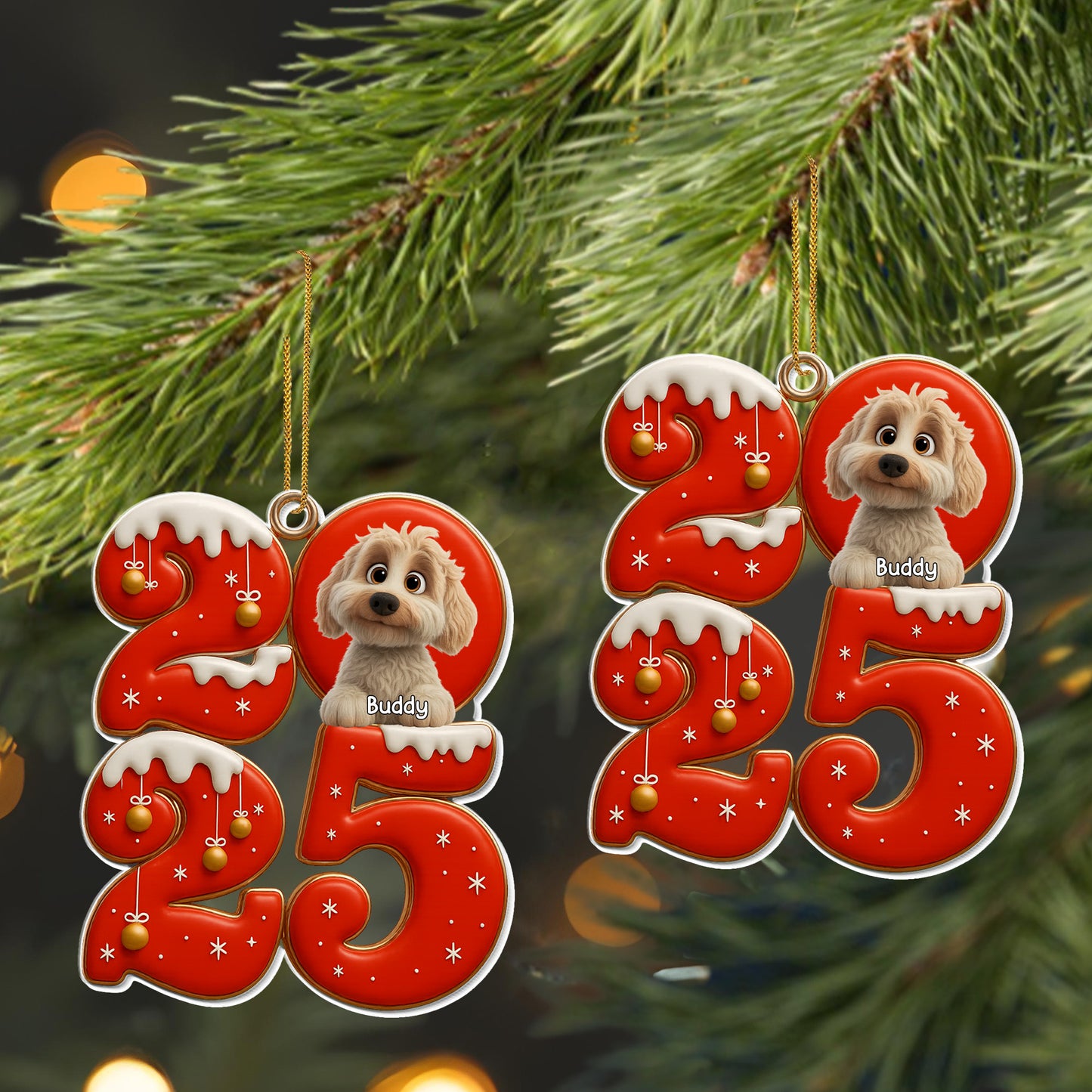 Celebrate Your Special Moments With Christmas Numbers And Dog - Personalized Custom Acrylic Ornament, Christmas Gift - DOG108_ACO