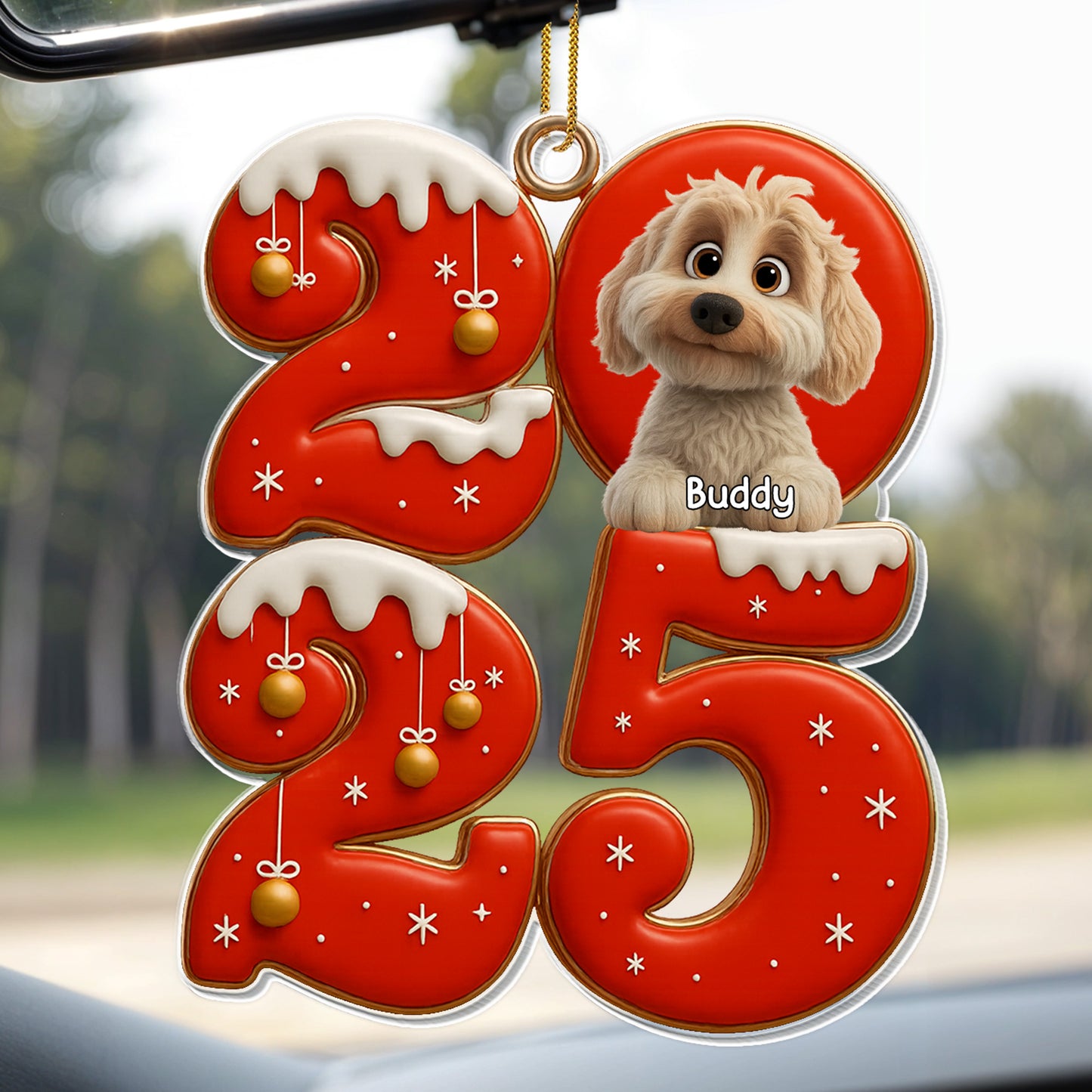 Celebrate Your Special Moments With Christmas Numbers And Dog - Personalized Custom Acrylic Ornament, Christmas Gift - DOG108_ACO