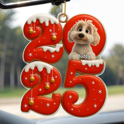 Celebrate Your Special Moments With Christmas Numbers And Dog - Personalized Custom Acrylic Ornament, Christmas Gift - DOG108_ACO