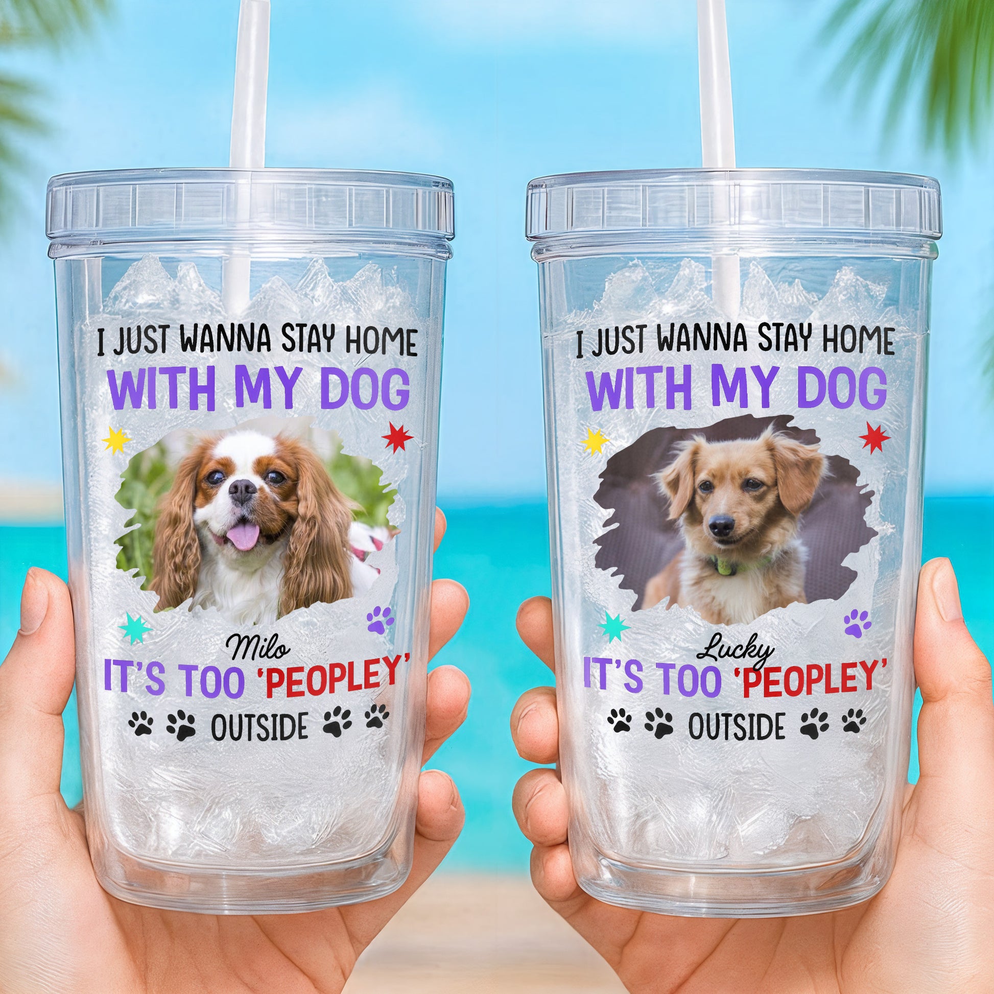 I Just Wanna Stay Home, Dog And Paw Prints Design