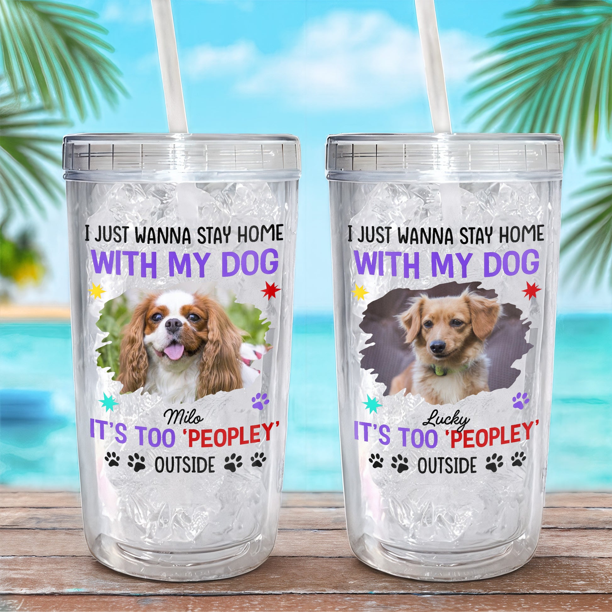 I Just Wanna Stay Home, Dog And Paw Prints Design