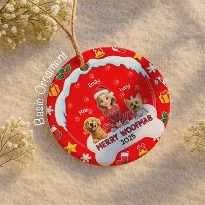 Merry Woofmas With A Girl And Cheerful Dogs