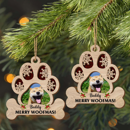 Merry Woofmas With Dog Paws And Snowflakes