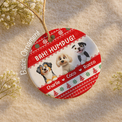 Bah Humpug With Dogs, Christmas Trees And Snowflakes