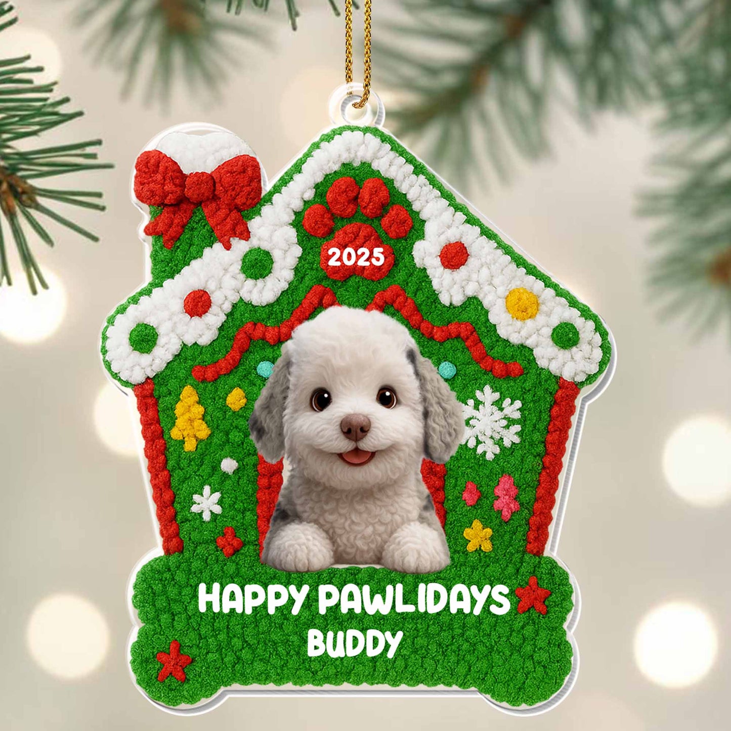 Happy Pawlidays Buddy, Dog With Christmas Decorations