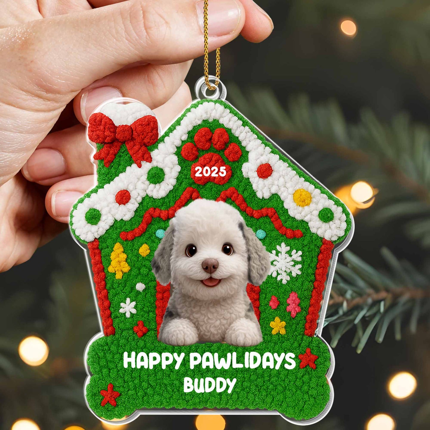 Happy Pawlidays Buddy, Dog With Christmas Decorations