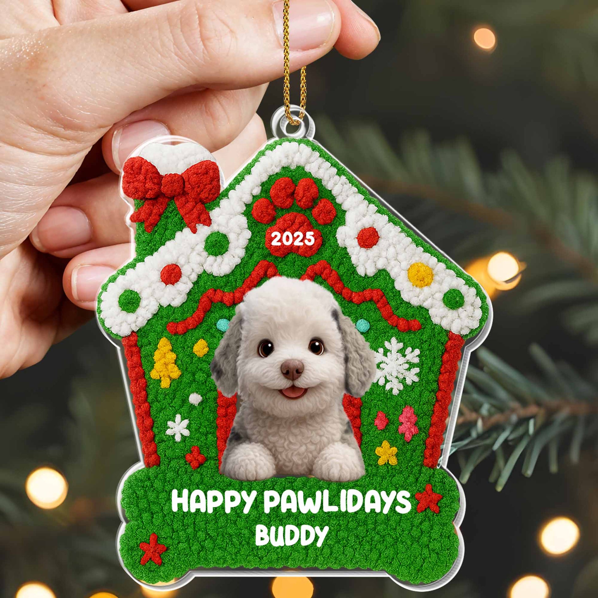 Happy Pawlidays Buddy, Dog With Christmas Decorations