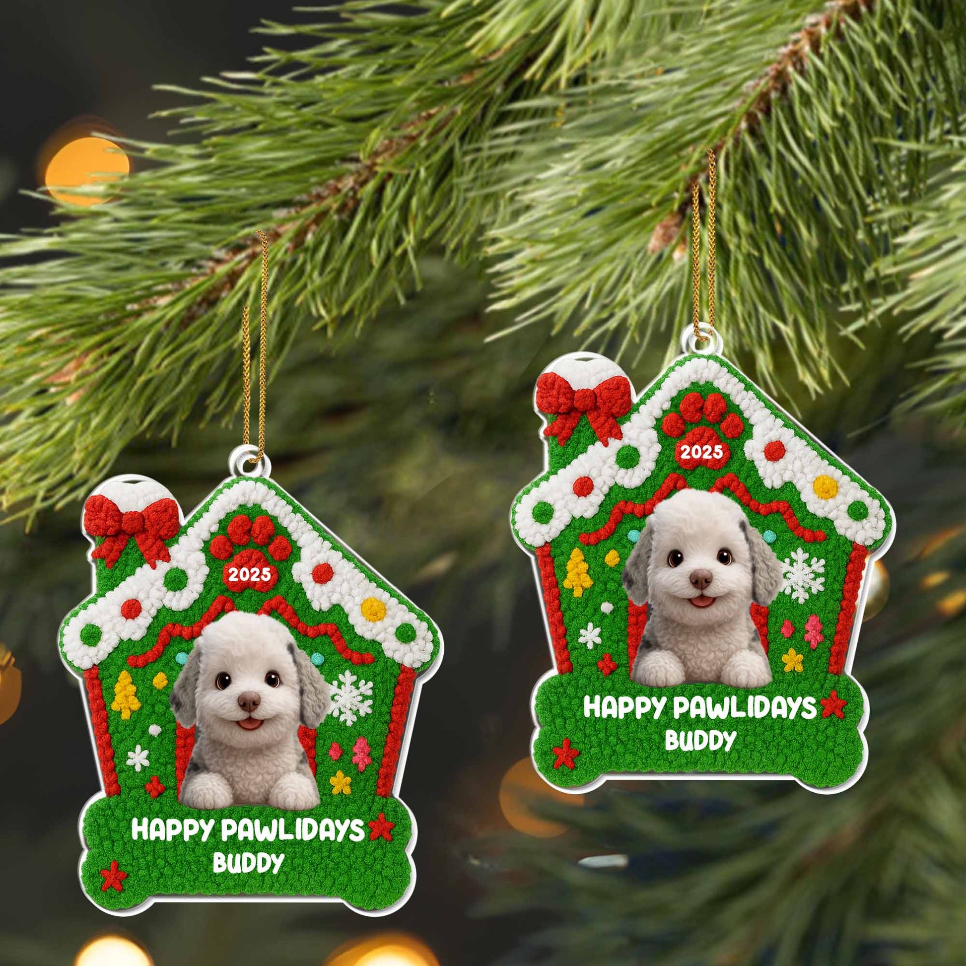 Happy Pawlidays Buddy, Dog With Christmas Decorations