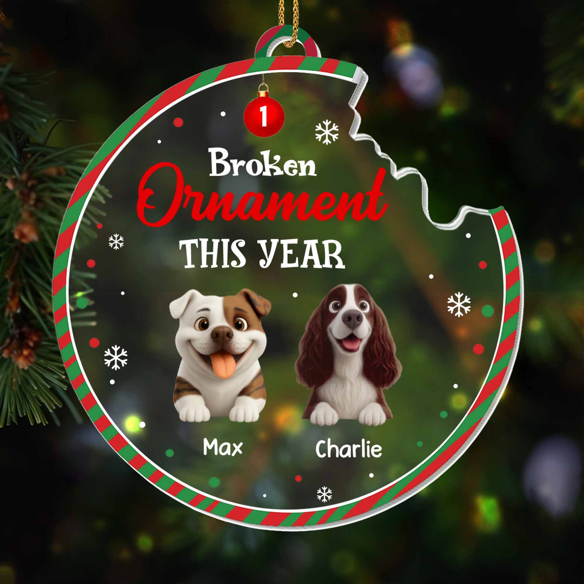 1 Broken Ornament This Year With Dogs