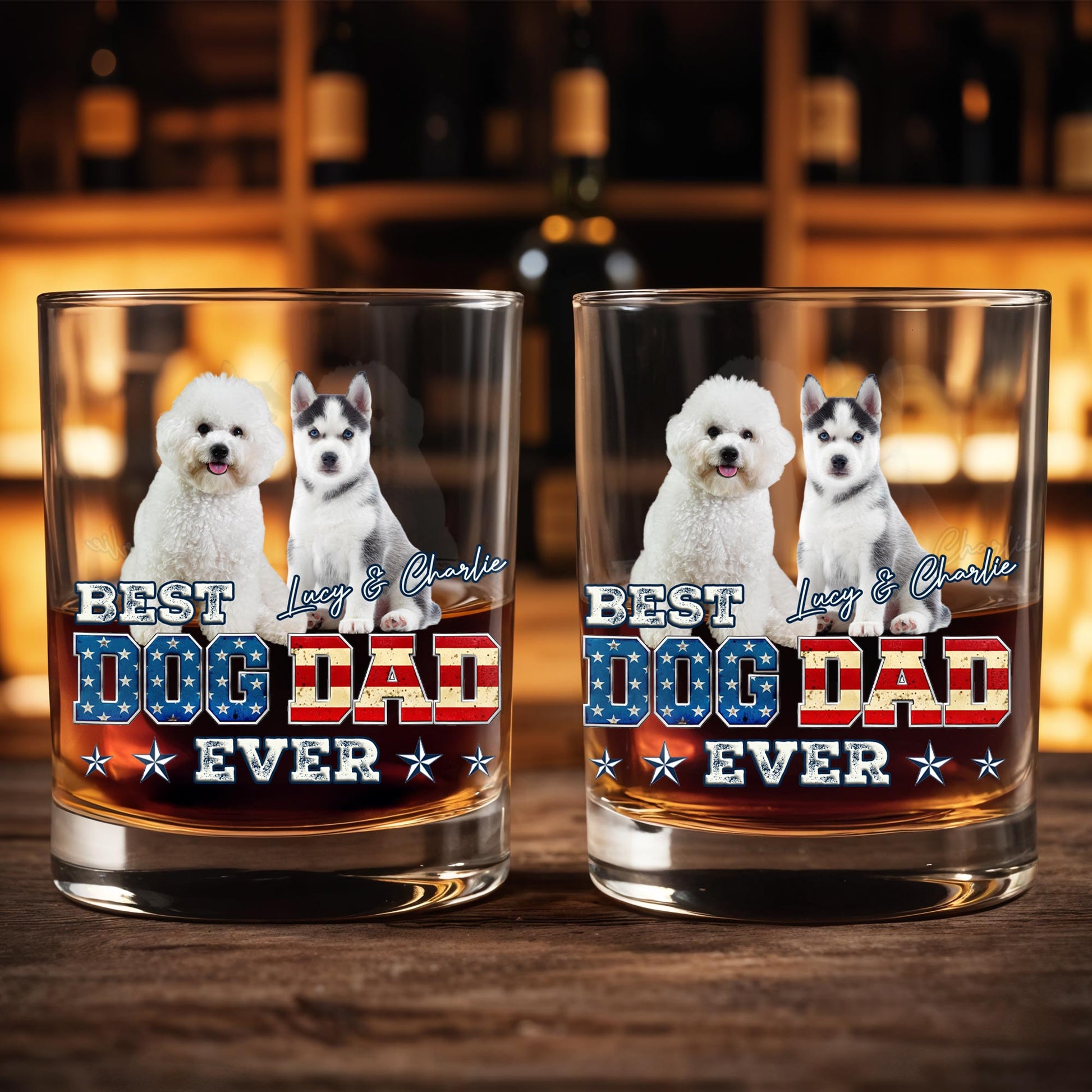 Best Dog Dad Ever With American Flag Dogs