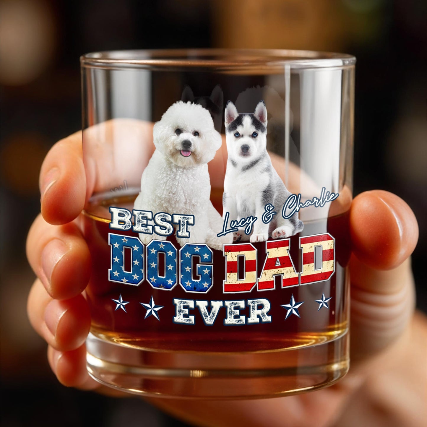 Best Dog Dad Ever With American Flag Dogs