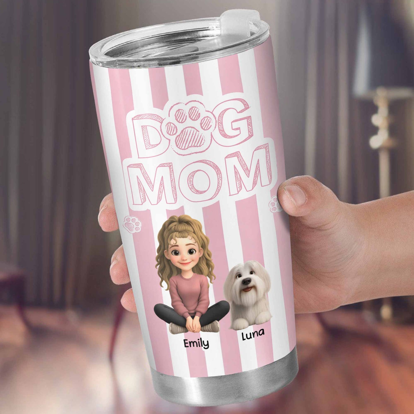 Dog Mom With Cute Stripes And Paw Design