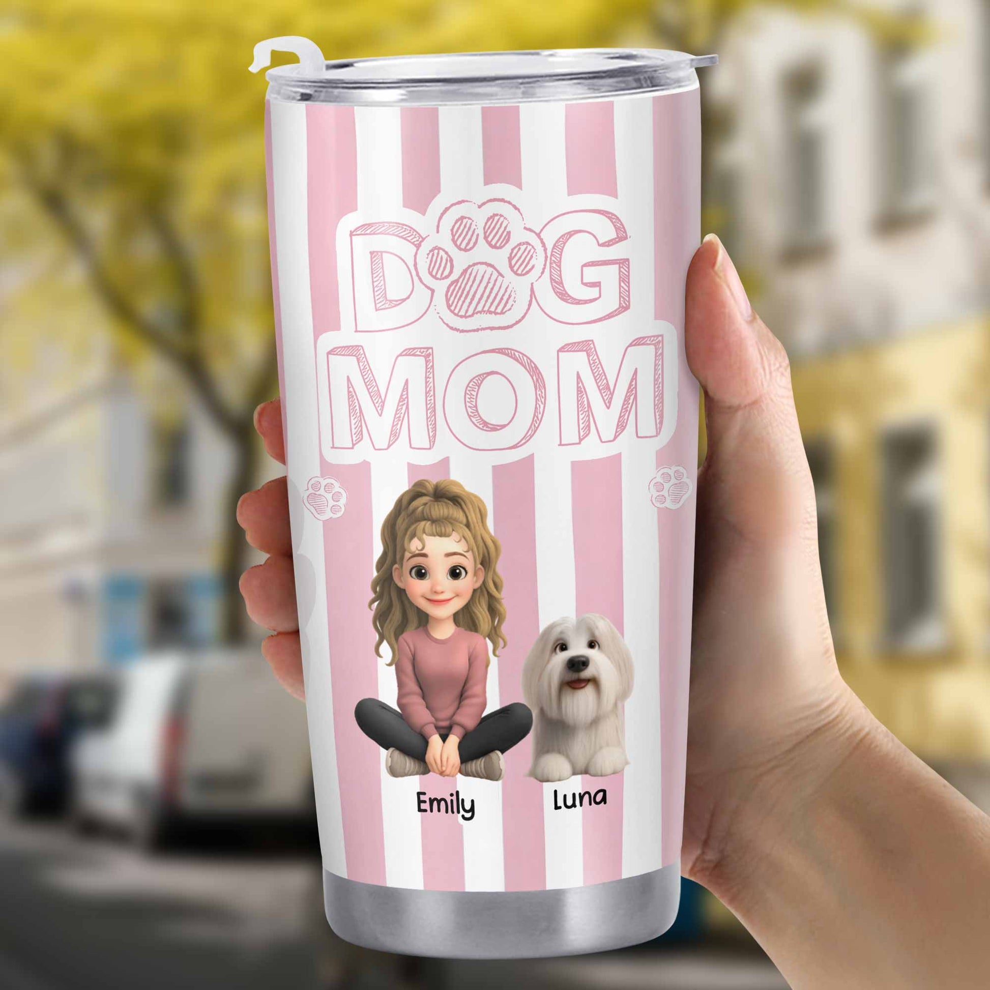 Dog Mom With Cute Stripes And Paw Design